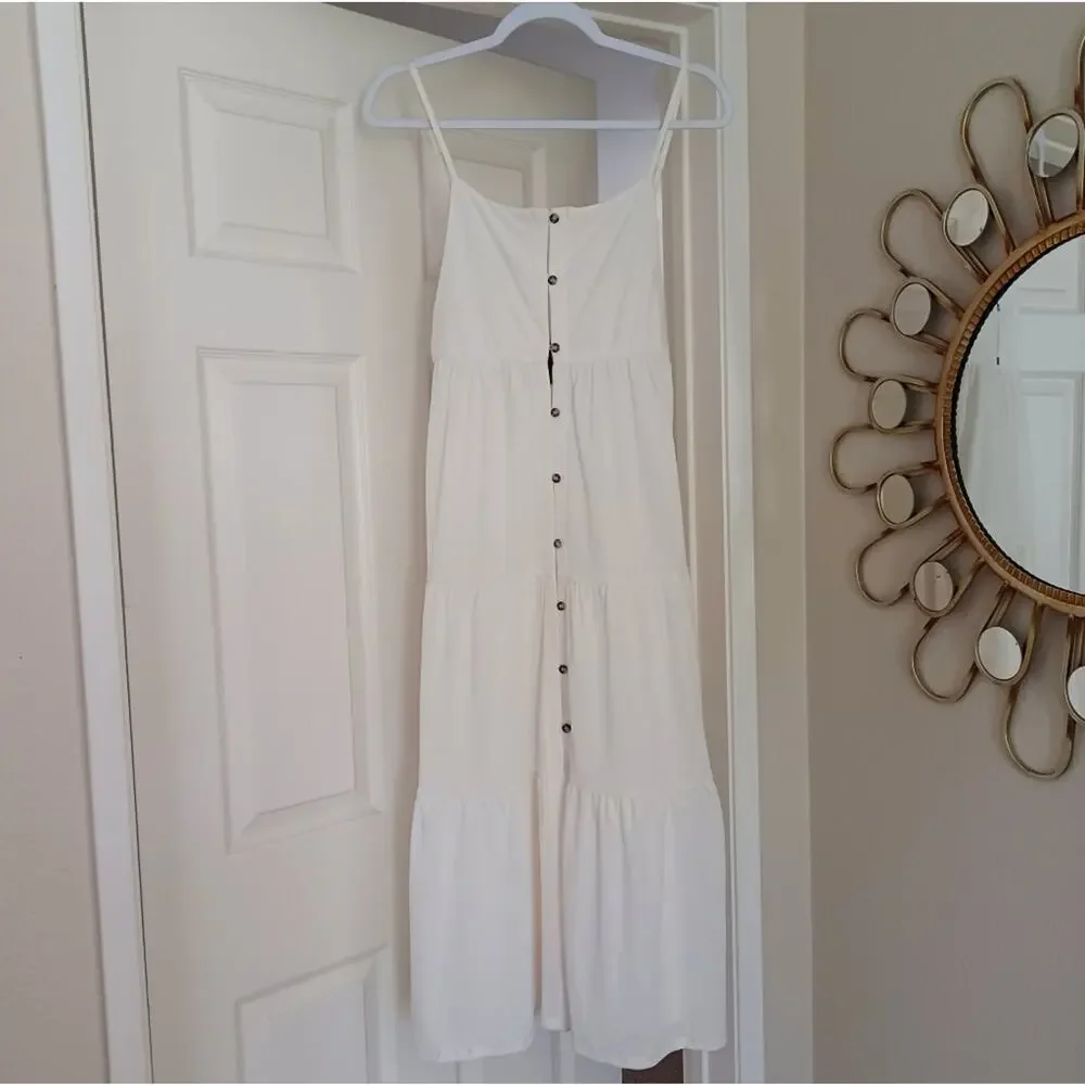 Hurley Boho Breeze Off White Midi Dress Surf Style XS/S NWT